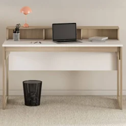 Skandi Schreibtisch in Eiche Optik und Weiß - Ovidio^Wohnen Hot