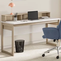 Skandi Schreibtisch in Eiche Optik und Weiß - Ovidio^Wohnen Hot