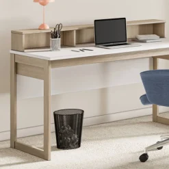 Skandi Schreibtisch in Eiche Optik und Weiß - Ovidio^Wohnen Hot
