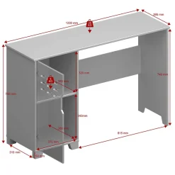 Skandi Schreibtisch in Grau 123x40 cm - Niento^Wohnen New