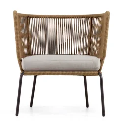 Wohnen Skandi Sessel aus Geflecht Kordel in Beige - Suvacol (2er Set)