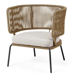 Wohnen Skandi Sessel aus Geflecht Kordel in Beige - Suvacol (2er Set)