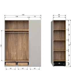 Wohnen Skandi 3-türiger Schlafzimmerschrank in Grau - Rochella