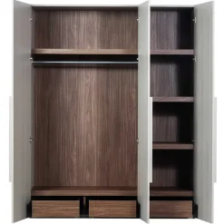 Wohnen Skandi 3-türiger Schlafzimmerschrank in Grau - Rochella