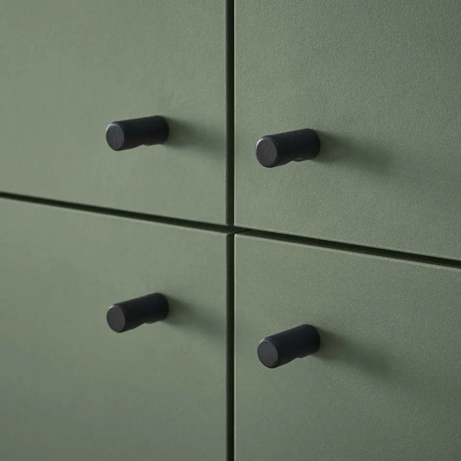 Wohnen Skandi Wohnwand Möbel in Graugrün - Oliva (vierteilig)