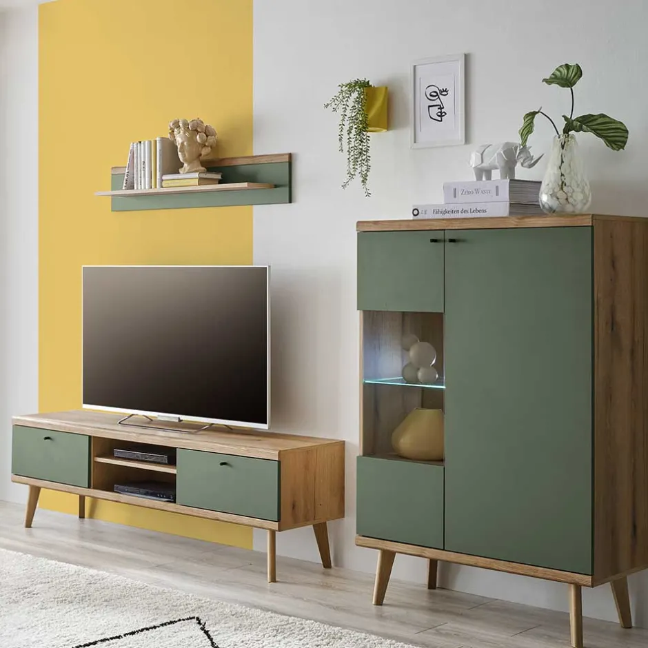 Wohnen Skandi Wohnzimmer Schränke & Wandboard - Oliva (dreiteilig)