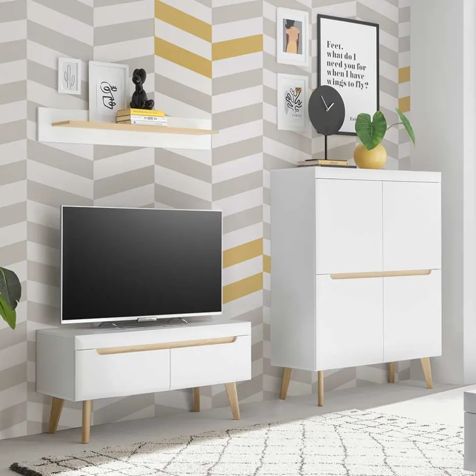 Skandi Wohnzimmermöbel Set - Ginko (dreiteilig)^Wohnen Discount