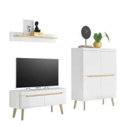 Skandi Wohnzimmermöbel Set - Ginko (dreiteilig)^Wohnen Discount