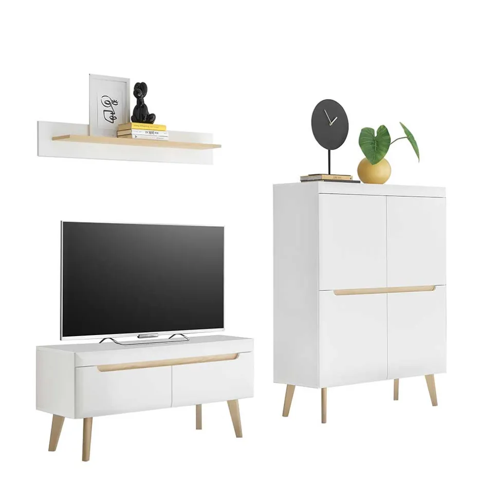 Skandi Wohnzimmermöbel Set - Ginko (dreiteilig)^Wohnen Discount