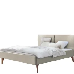 Skandinavisches Designbett in Beige mit Kernbuche - Agruma^Wohnen Outlet