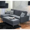 Wohnen Sofaecke in Jeansblau mit Chrom - Rudolf (zweiteilig)