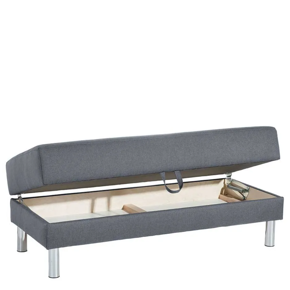 Wohnen Sofaecke in Jeansblau mit Chrom - Rudolf (zweiteilig)