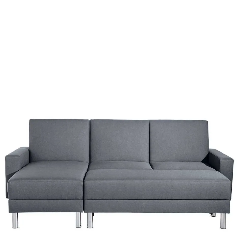 Wohnen Sofaecke in Jeansblau mit Chrom - Rudolf (zweiteilig)