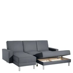 Wohnen Sofaecke in Jeansblau mit Chrom - Rudolf (zweiteilig)