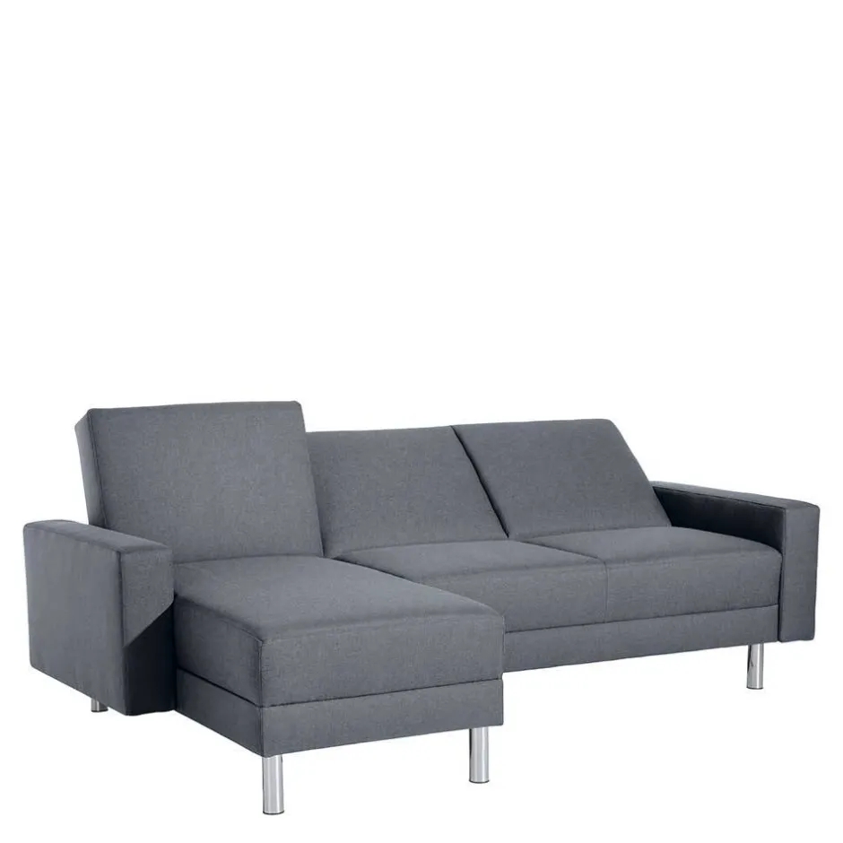 Wohnen Sofaecke in Jeansblau mit Chrom - Rudolf (zweiteilig)