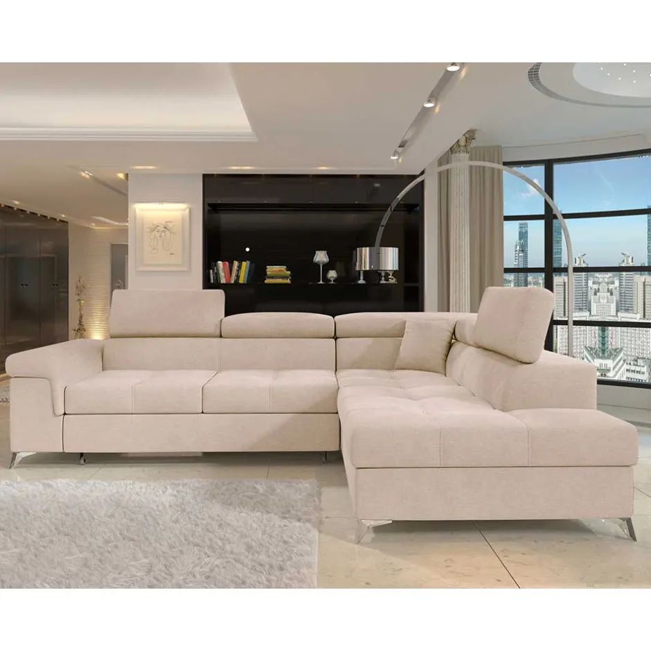 Sofaecke mit Schlaffunktion in Beige Webstoff - Rirua^Wohnen Online