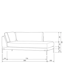 Wohnen Sofamodul Recamiere in Beigegrau - Paola