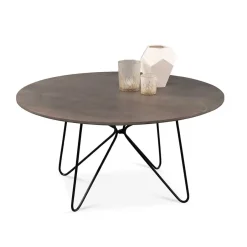 Wohnen Sofatisch aus Mangobaum Massivholz in Mattsilber - Dosa