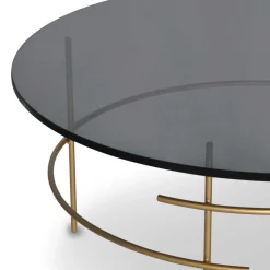 Wohnen Sofatisch aus Rauchglas & Metall Goldfarben - Crontone