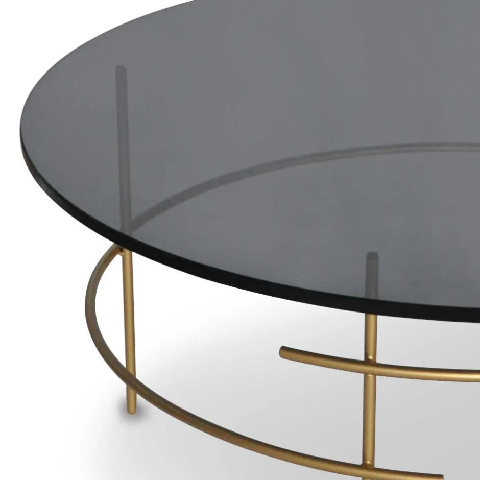 Wohnen Sofatisch aus Rauchglas & Metall Goldfarben - Crontone