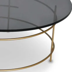 Wohnen Sofatisch aus Rauchglas & Metall Goldfarben - Crontone