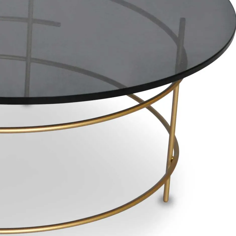 Wohnen Sofatisch aus Rauchglas & Metall Goldfarben - Crontone