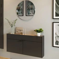 Wohnen Spiegel & Hänge-Kommode & Garderobe - Sidgarus (dreiteilig)