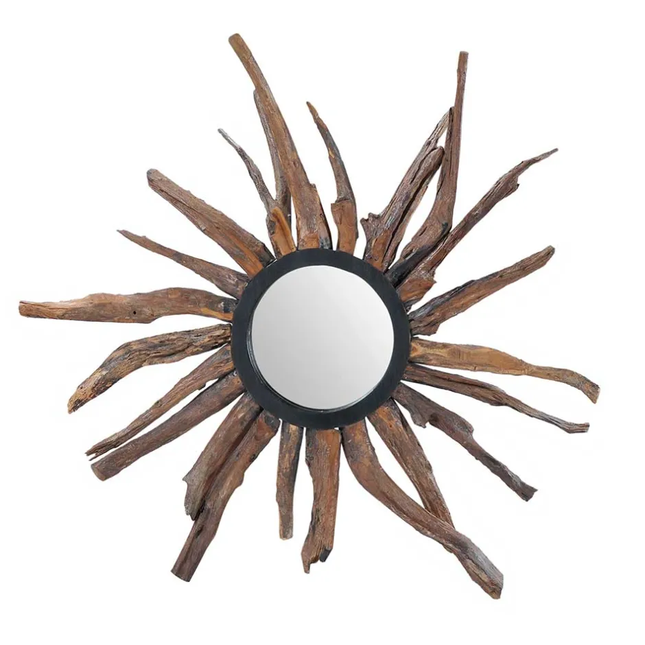 Wohnen Spiegel im Sonnendesign aus Suar Altholz - Teako