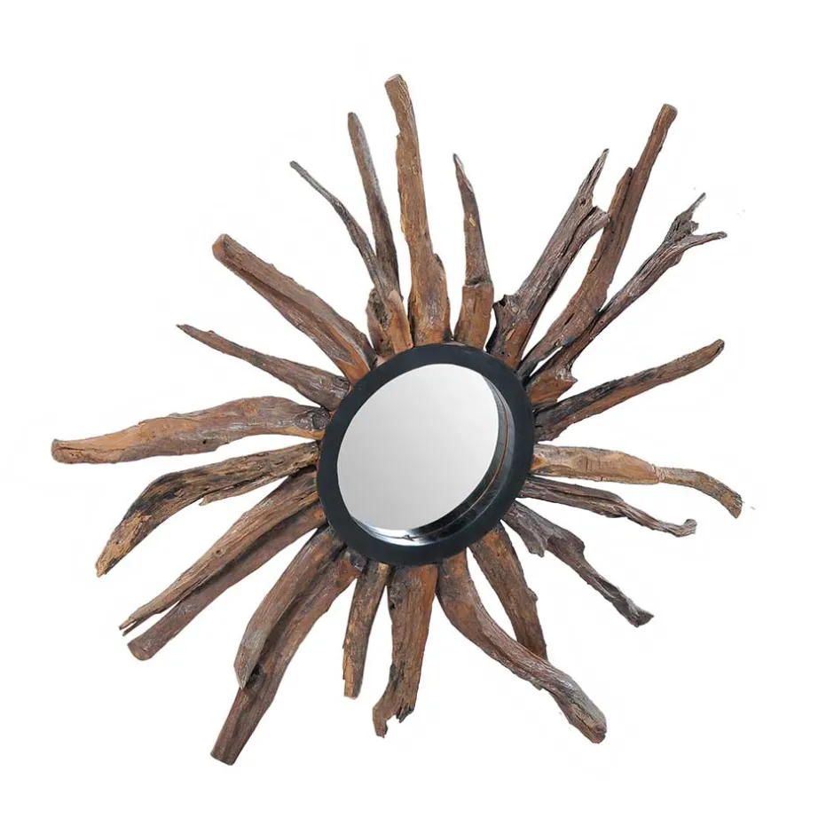 Wohnen Spiegel im Sonnendesign aus Suar Altholz - Teako