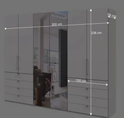 Wohnen Spiegel Kleiderschrank mit Falttüren - Donpiave