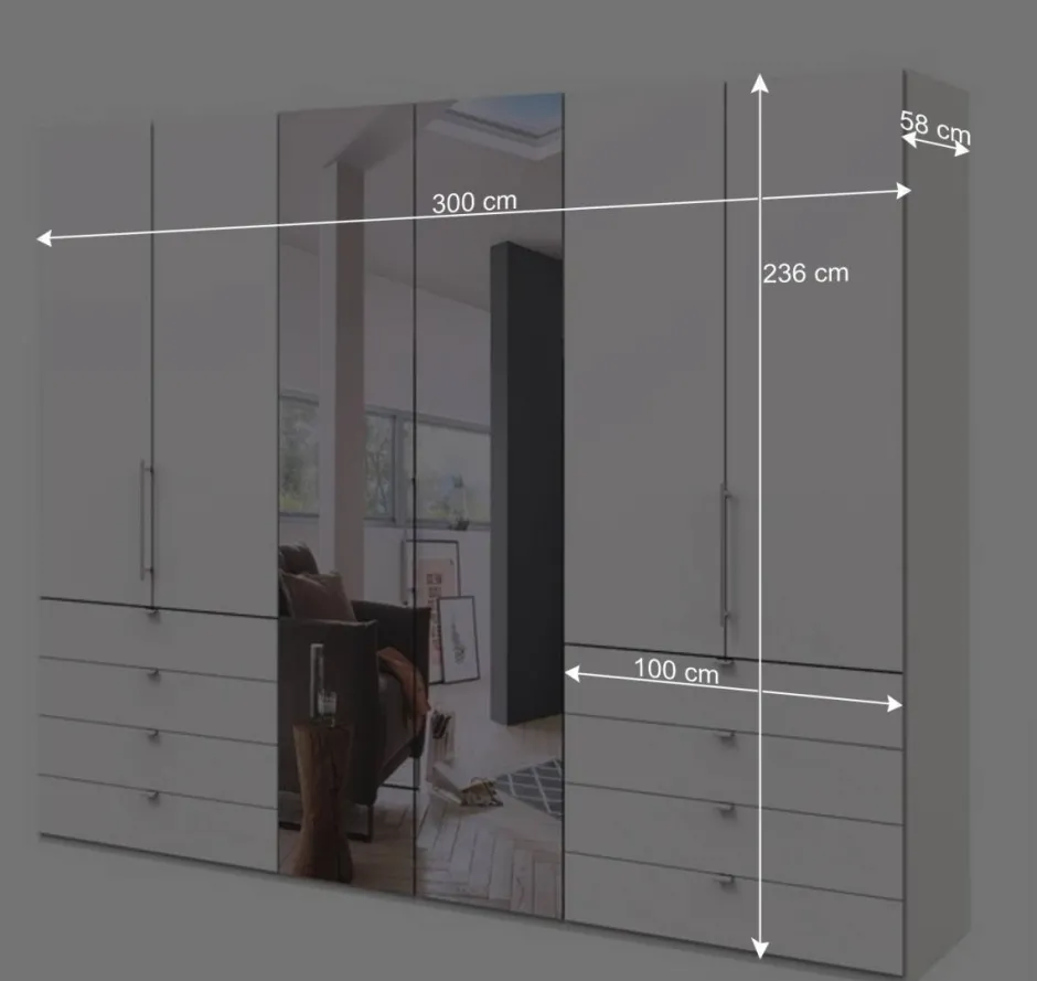 Wohnen Spiegel Kleiderschrank mit Falttüren - Donpiave