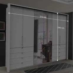 Wohnen Spiegel Kleiderschrank mit Falttüren - Donpiave