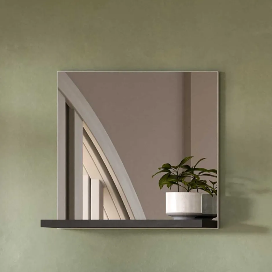 Wohnen Spiegel mit Ablage in Dunkelgrau - Suad