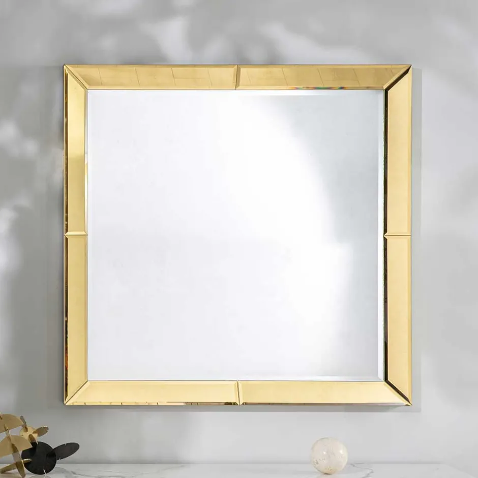Wohnen Spiegel mit Glasrahmen in Gold - Sognory