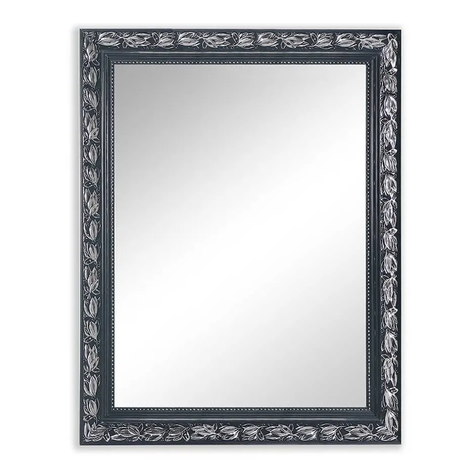 Spiegel mit Holzrahmen in Schwarz Silber - Aphrano^Wohnen