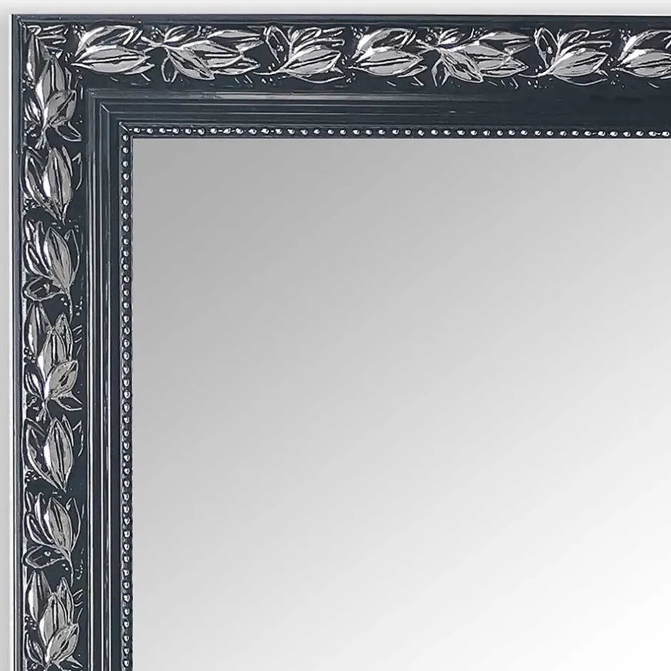 Spiegel mit Holzrahmen in Schwarz Silber - Aphrano^Wohnen