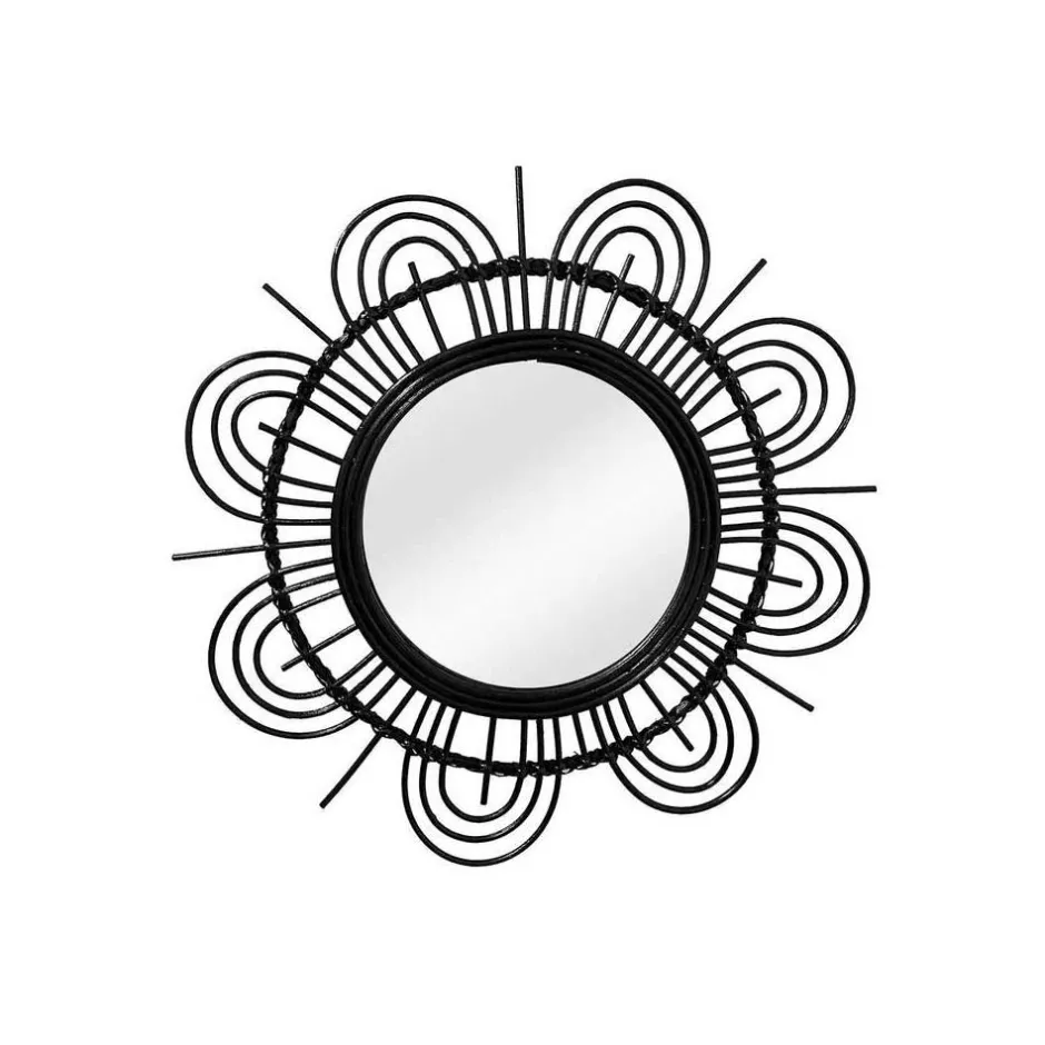 Spiegel mit Rattanrahmen im Blumen Look - Puzian^Wohnen Online