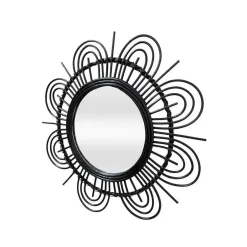 Spiegel mit Rattanrahmen im Blumen Look - Puzian^Wohnen Online