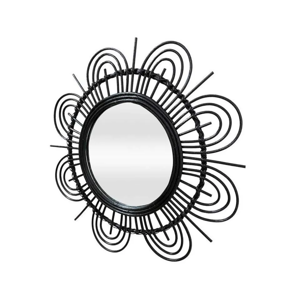 Spiegel mit Rattanrahmen im Blumen Look - Puzian^Wohnen Online