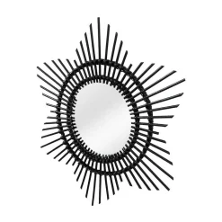 Wohnen Spiegel mit Rattanrahmen im Stern Look - Manna