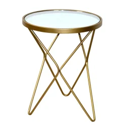 Wohnen Spiegelglas Beistelltisch mit runder Platte - Loregrema