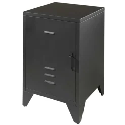 Wohnen Spind Optik Nachtschrank in Schwarz - Estebal