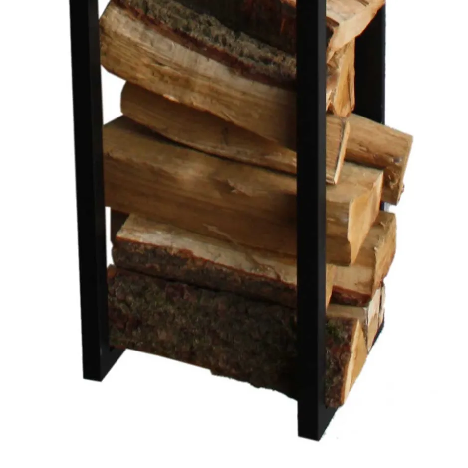 Stahl Kaminholz Regal in Schwarz - Malivio^Wohnen Discount