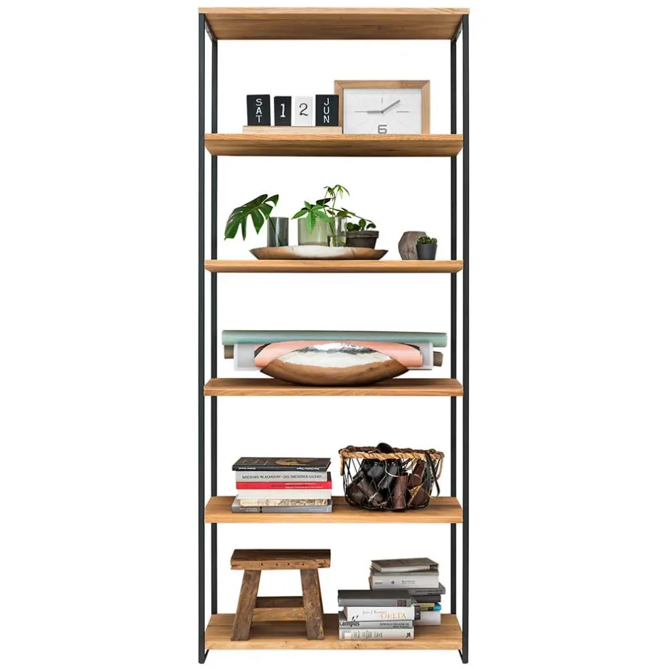 Wohnen Stahl Regal mit 6 Wildeiche Böden - Sluganov