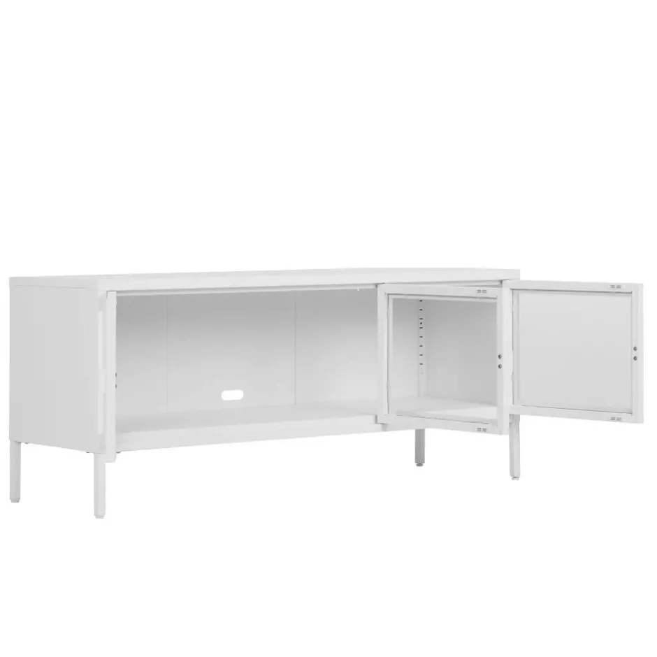 Wohnen Stahl TV Lowboard mit drei Glastüren - Sancrez