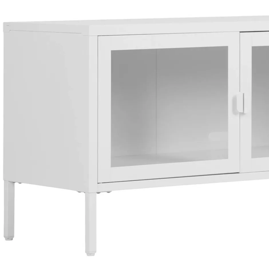 Wohnen Stahl TV Lowboard mit drei Glastüren - Sancrez