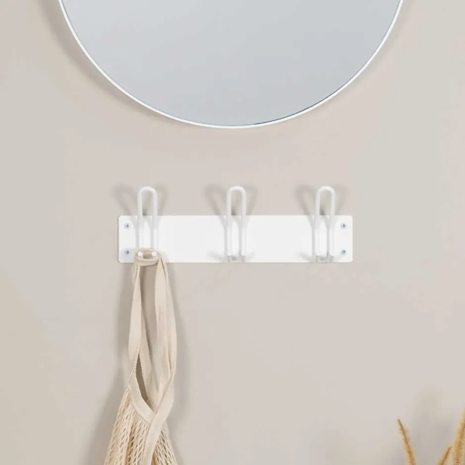 Wohnen Stahl Wandgarderobe in Weiß - Thilado