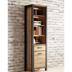 Wohnen Standregal in Wildeiche NB & Schwarz - Zavorra