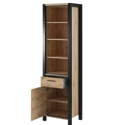 Wohnen Standregal in Wildeiche NB & Schwarz - Zavorra