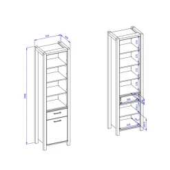 Wohnen Standregal in Wildeiche NB & Schwarz - Zavorra